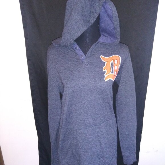 Detroit Tigers Mitchell and Ness Gray Long Sleeve Hooded Shirt Unisex Size Med - Picture 3 of 9